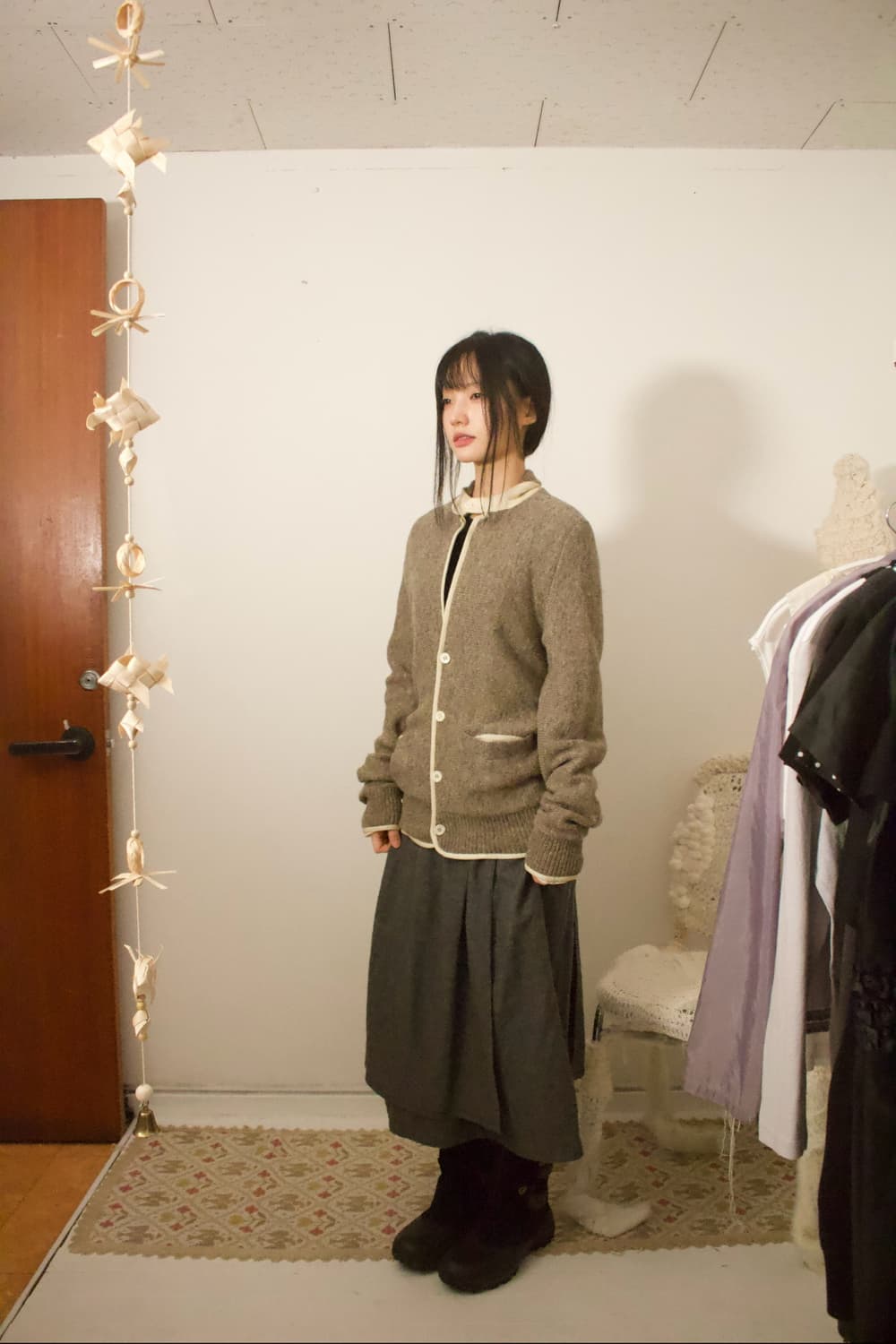 wool layerd prill skirt 상품이미지3