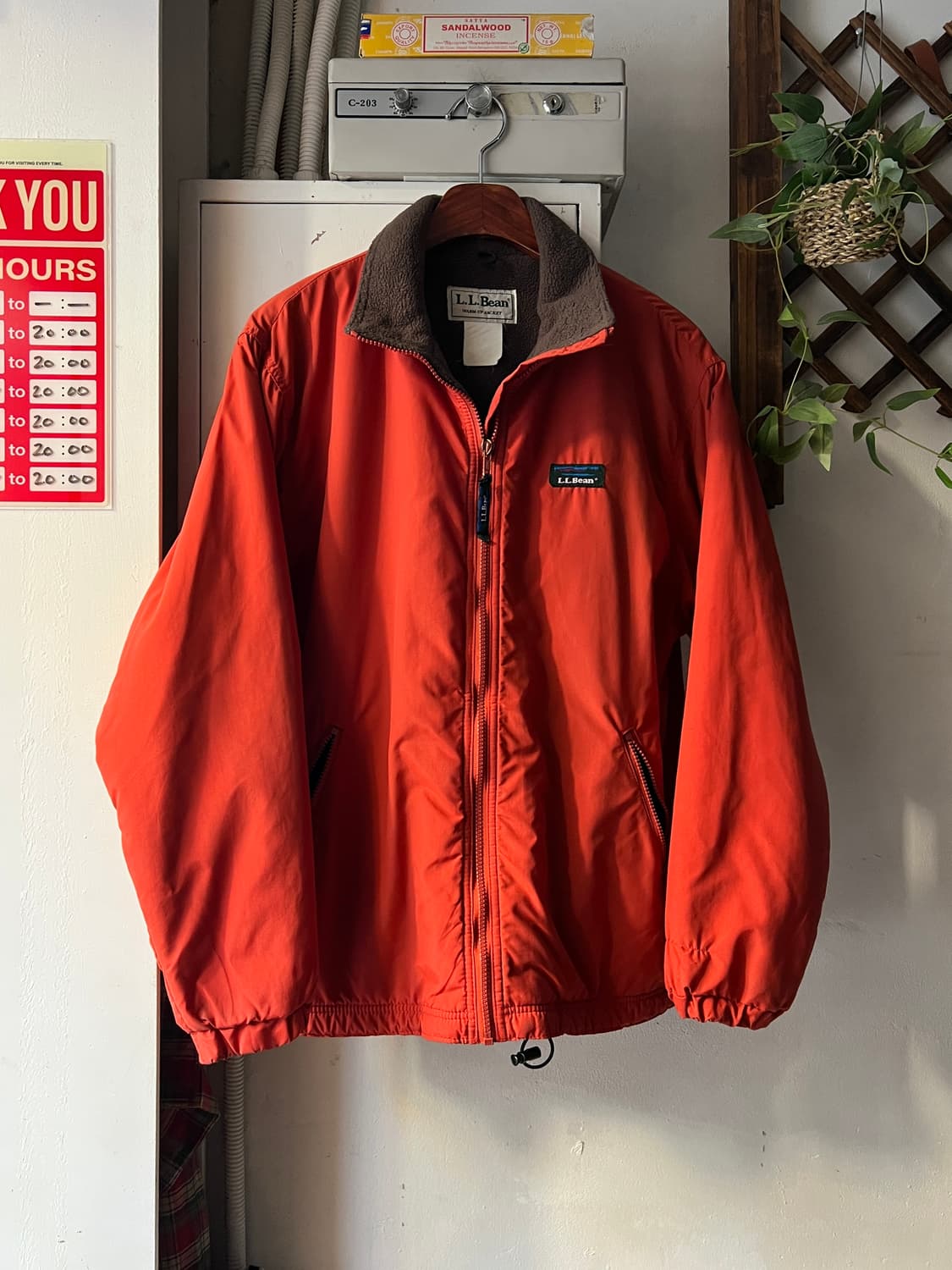 [M]90's 엘엘빈 USA 플리스 라이닝 오렌지 웜업 자켓 상품이미지1