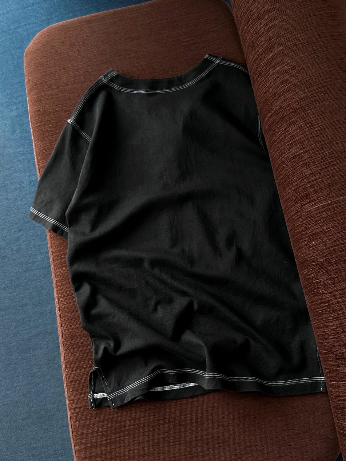 Design stitch button neck t-shirt 상품이미지5
