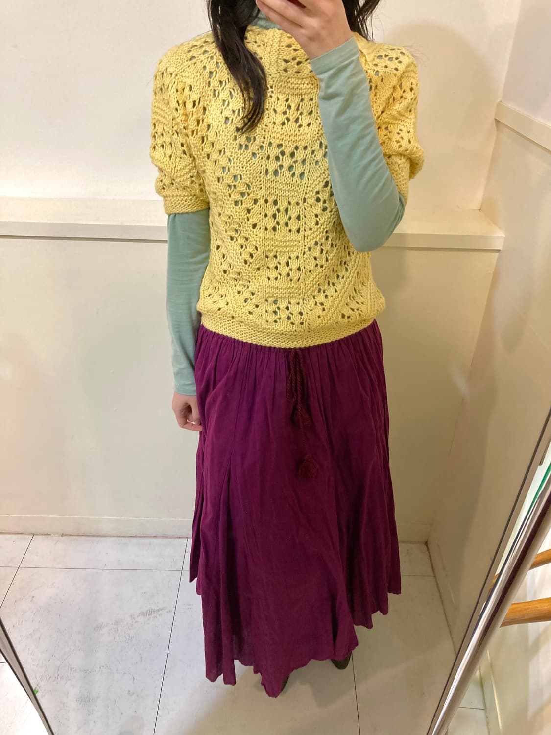 병아리 반팔 그물 뜨개 니트 상품이미지7