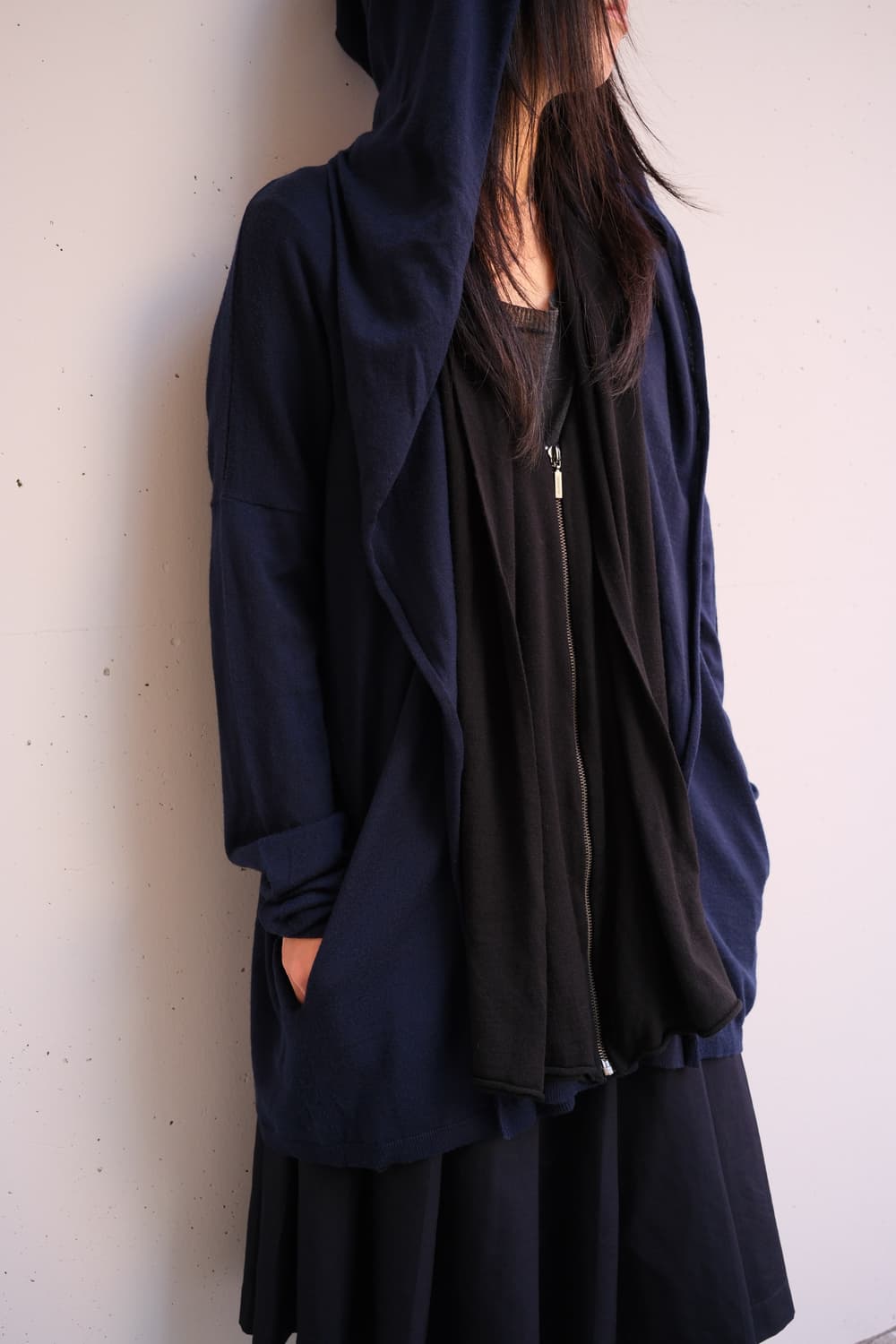 Drape wool hood zip-up 상품이미지3