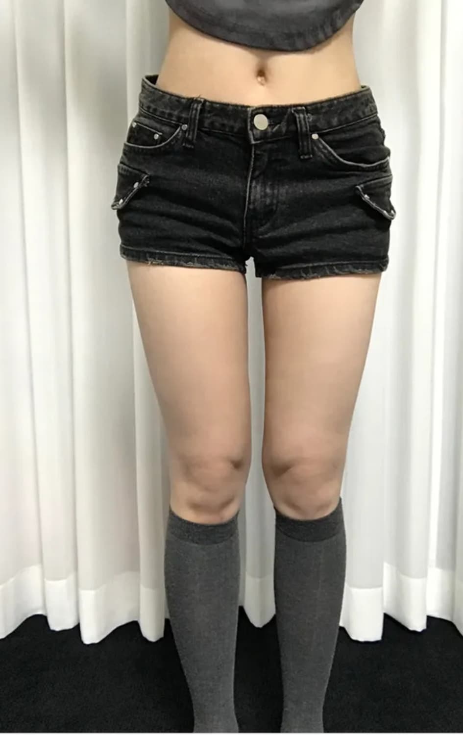 y2k 데님 숏팬츠 흑청 상품이미지8