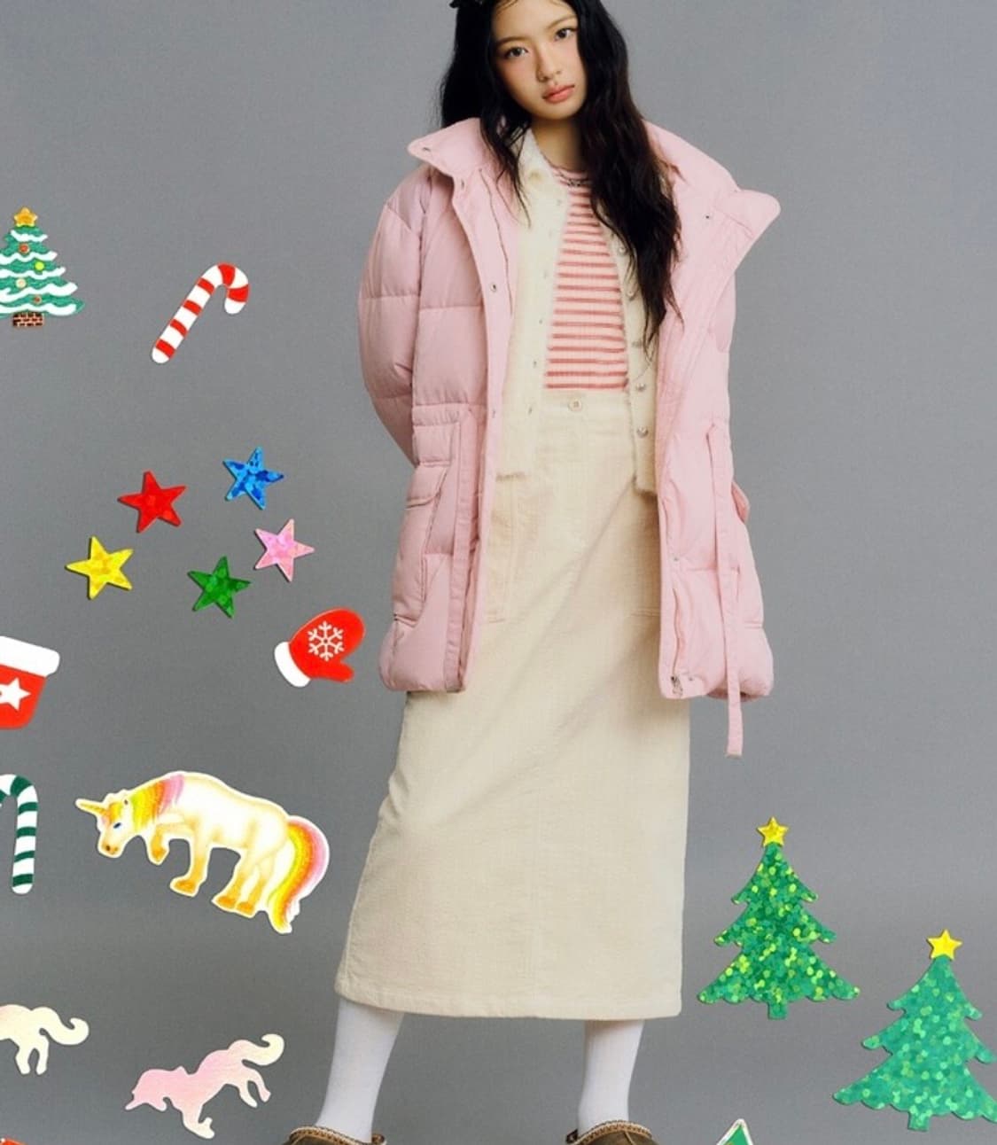 써스데이 아일랜드 핑크 패딩 키키  상품이미지1