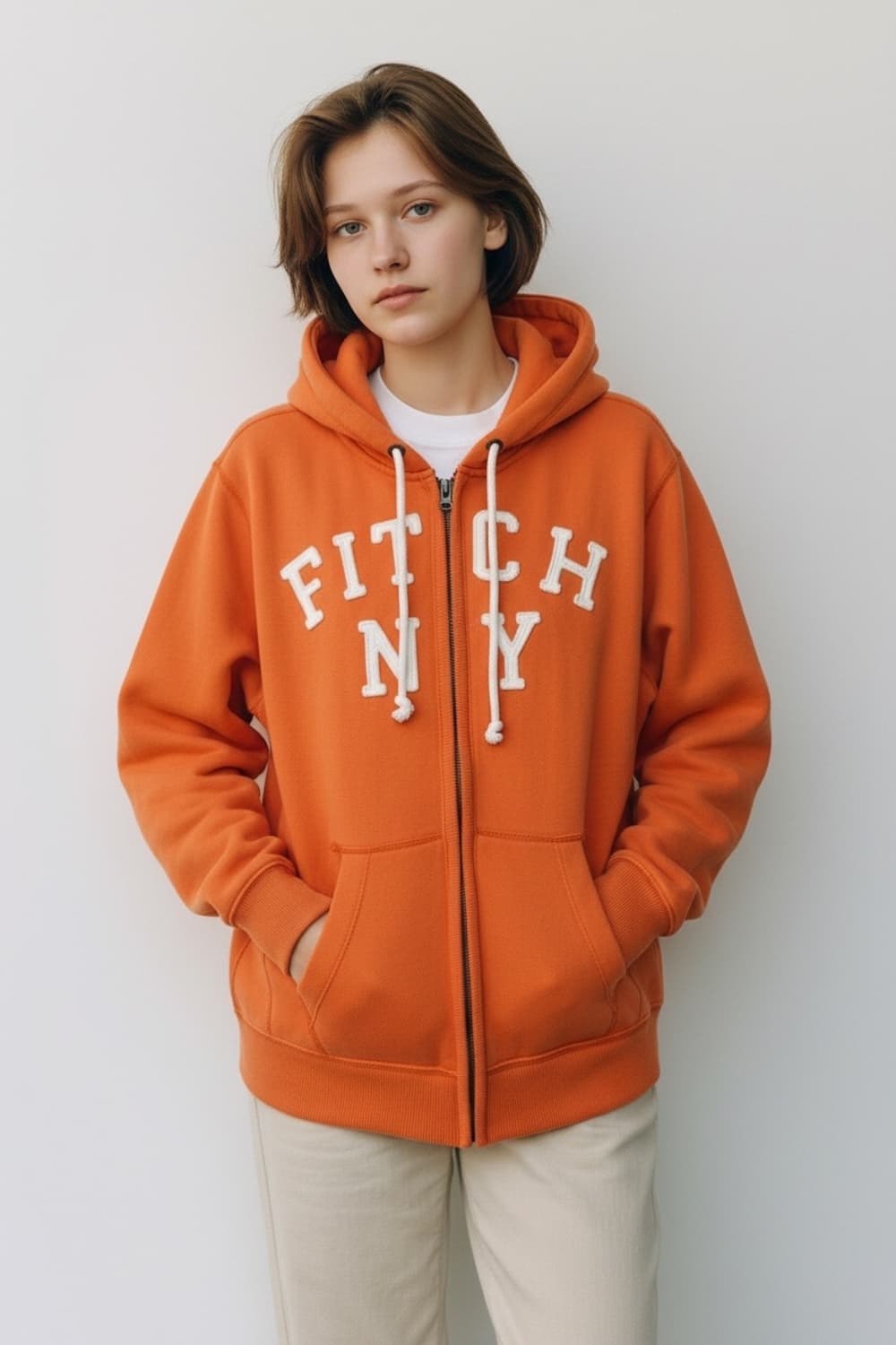 아베크롬비 오렌지 아치로고 후드집업 L 상품이미지1
