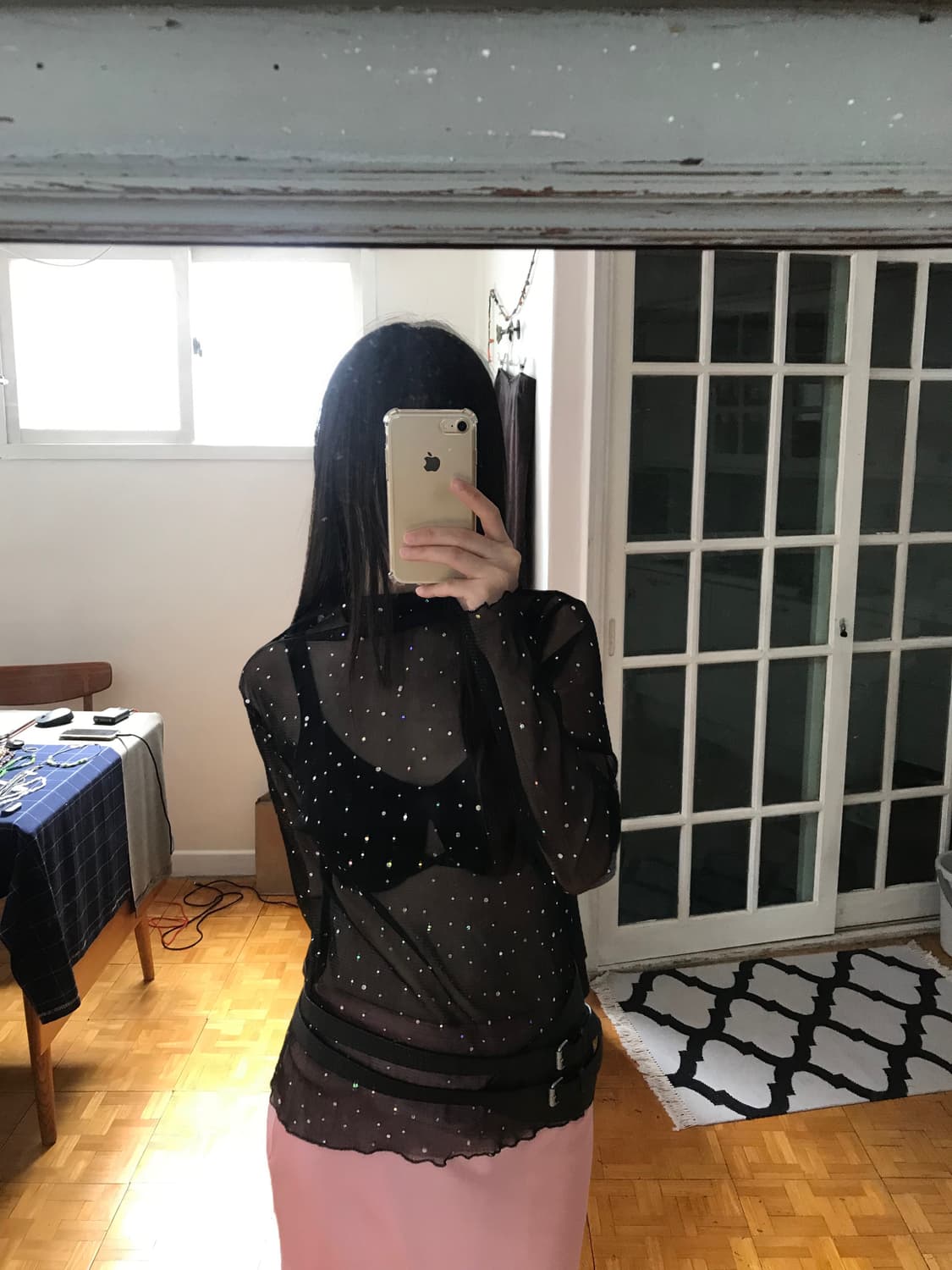 vintage see-through spangle mash top 상품이미지6