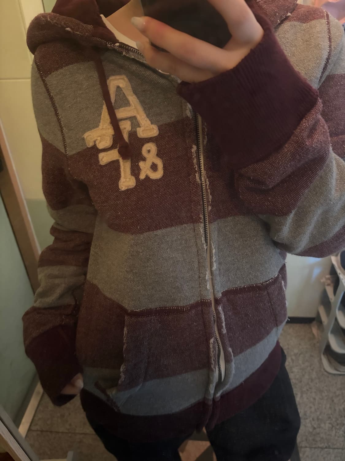 아베크롬비 와인색 기모 후드집업 상품이미지4