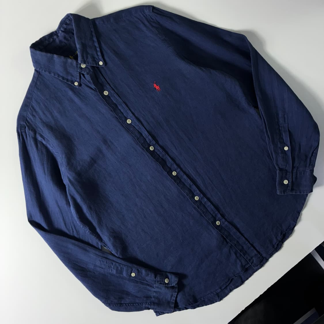 Polo  폴로 랄프로렌 자수 린넨 딥블루 셔츠  상품이미지2