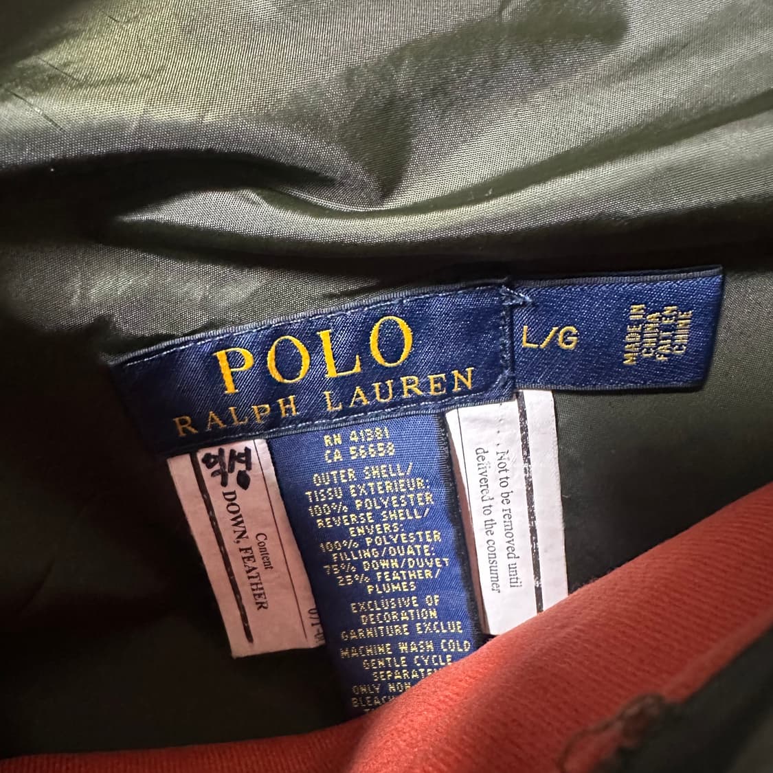 ✨ (바배) 폴로 랄프로렌 리버시블 카키 오렌지 조끼 패딩  상품이미지5