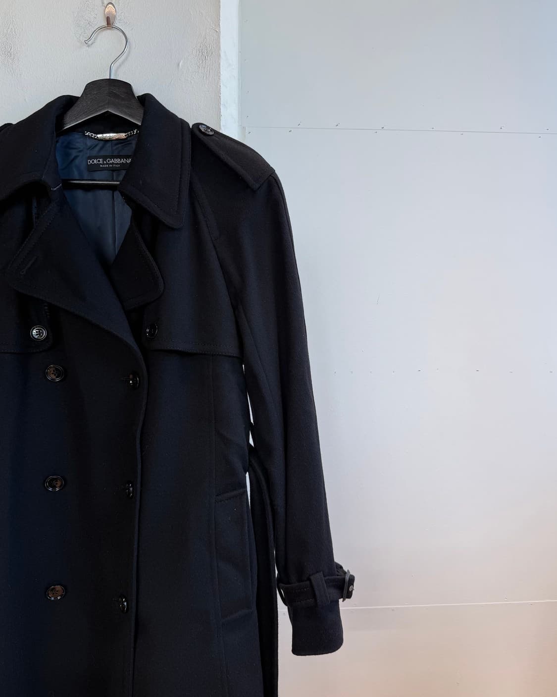 돌체앤가바나 블랙 캐시미어 혼방 트렌치코트 상품이미지5