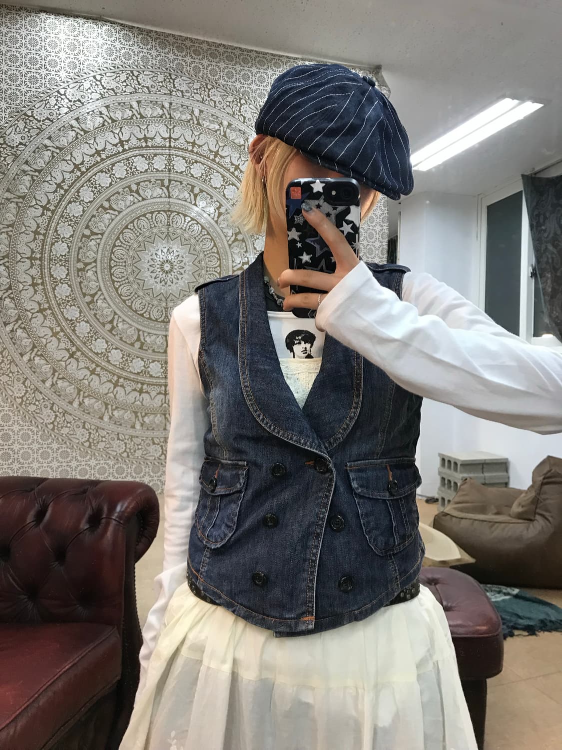 여성 빈티지 더블버튼 데님 베스트 자켓 상품이미지4