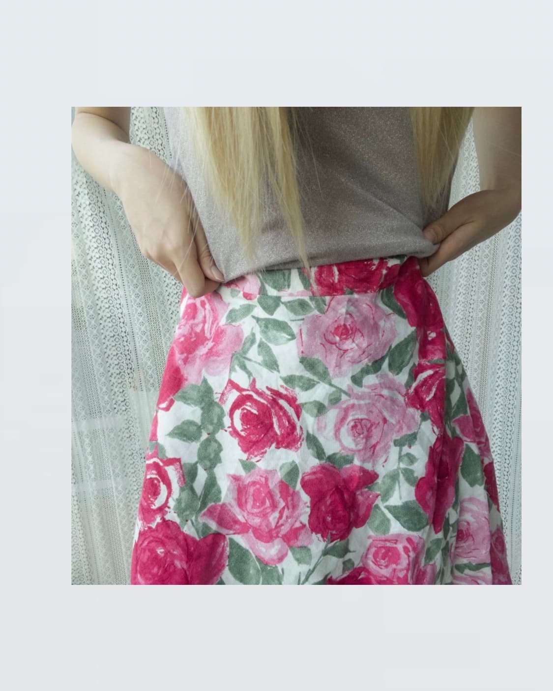 Pink Rose Floral Skirt 플로럴 미디 스커트 상품이미지2