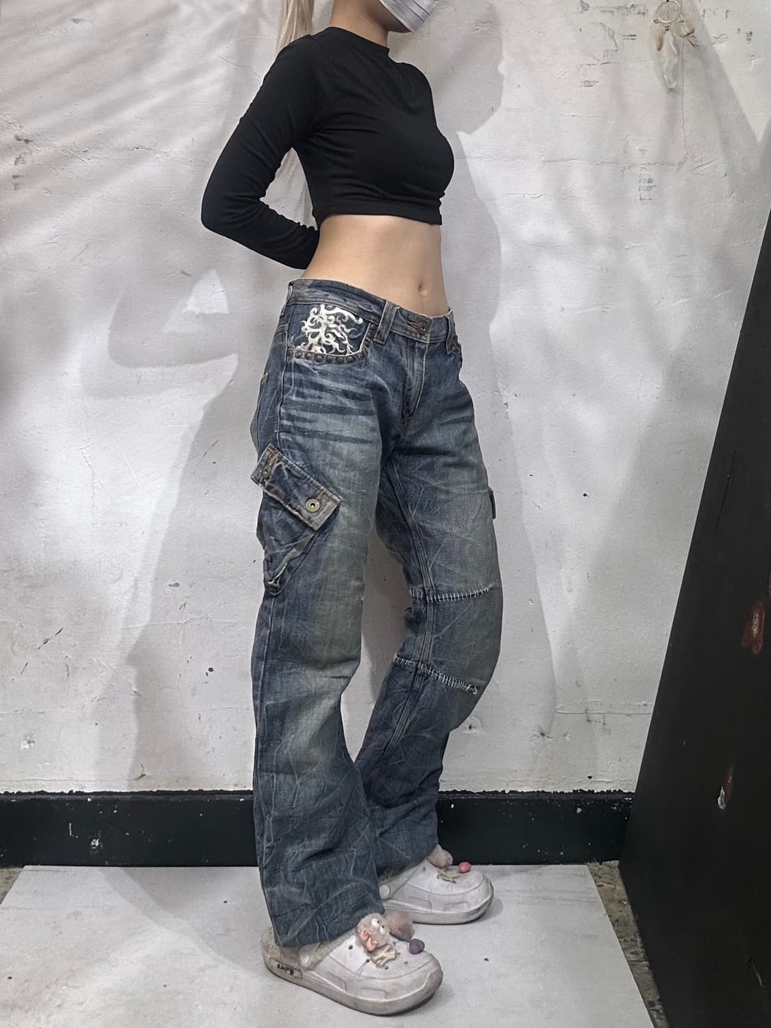 일본 빈티지 진청 대대장 데님 카고 팬츠 청 카고 바지  상품이미지1