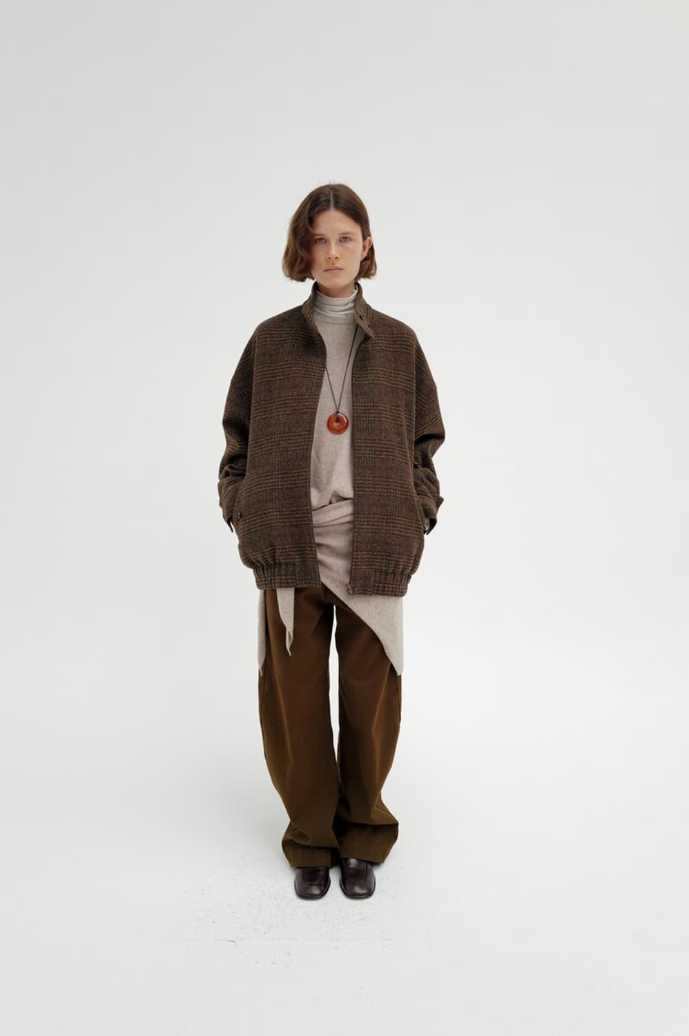 모노하 Cotton curve pants 브라운 1 상품이미지2