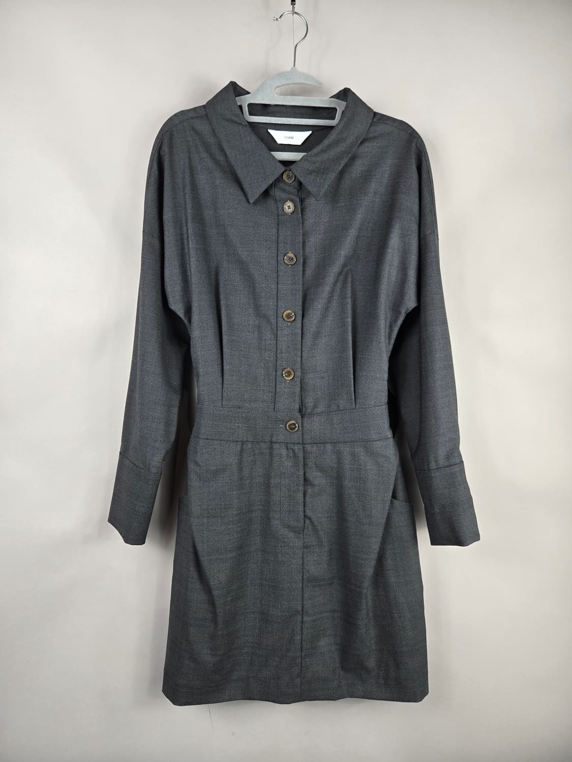 [무료배송]11AM 여성 F 스판 가오리 뒷트임 긴팔 셔츠 미니 원피스 상품이미지1