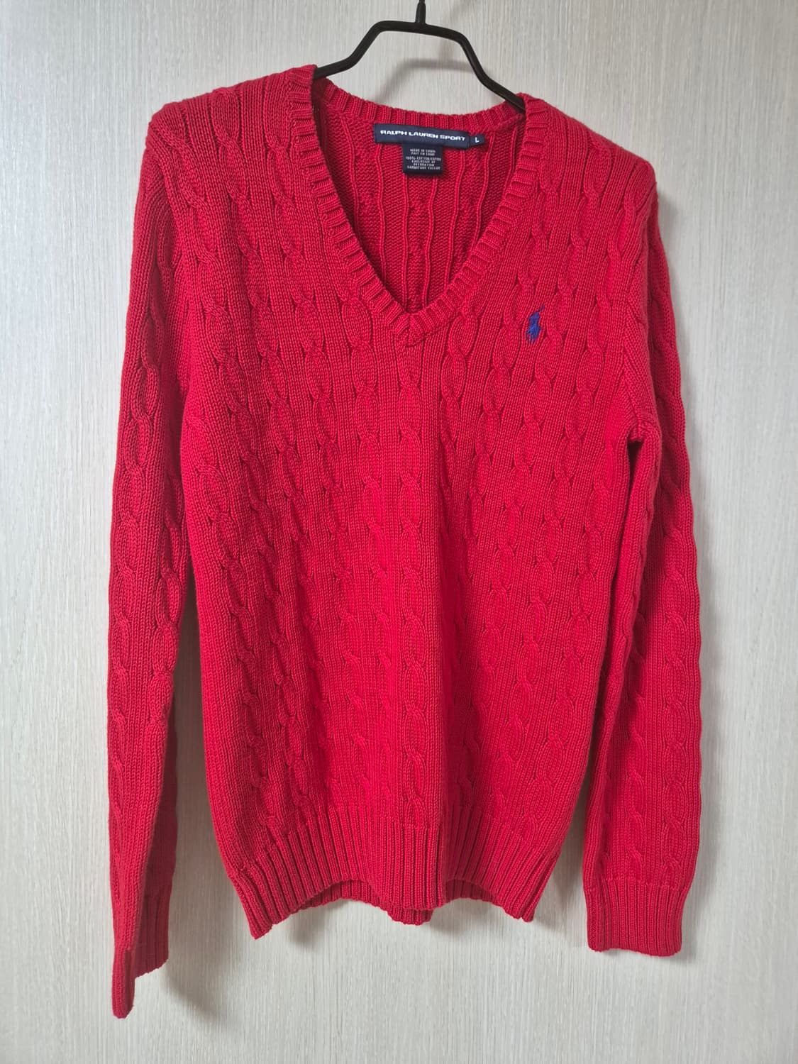 폴로 랄프로렌  케이블니트  브이넥 꽈배기 니트 라지 여성 상품이미지1