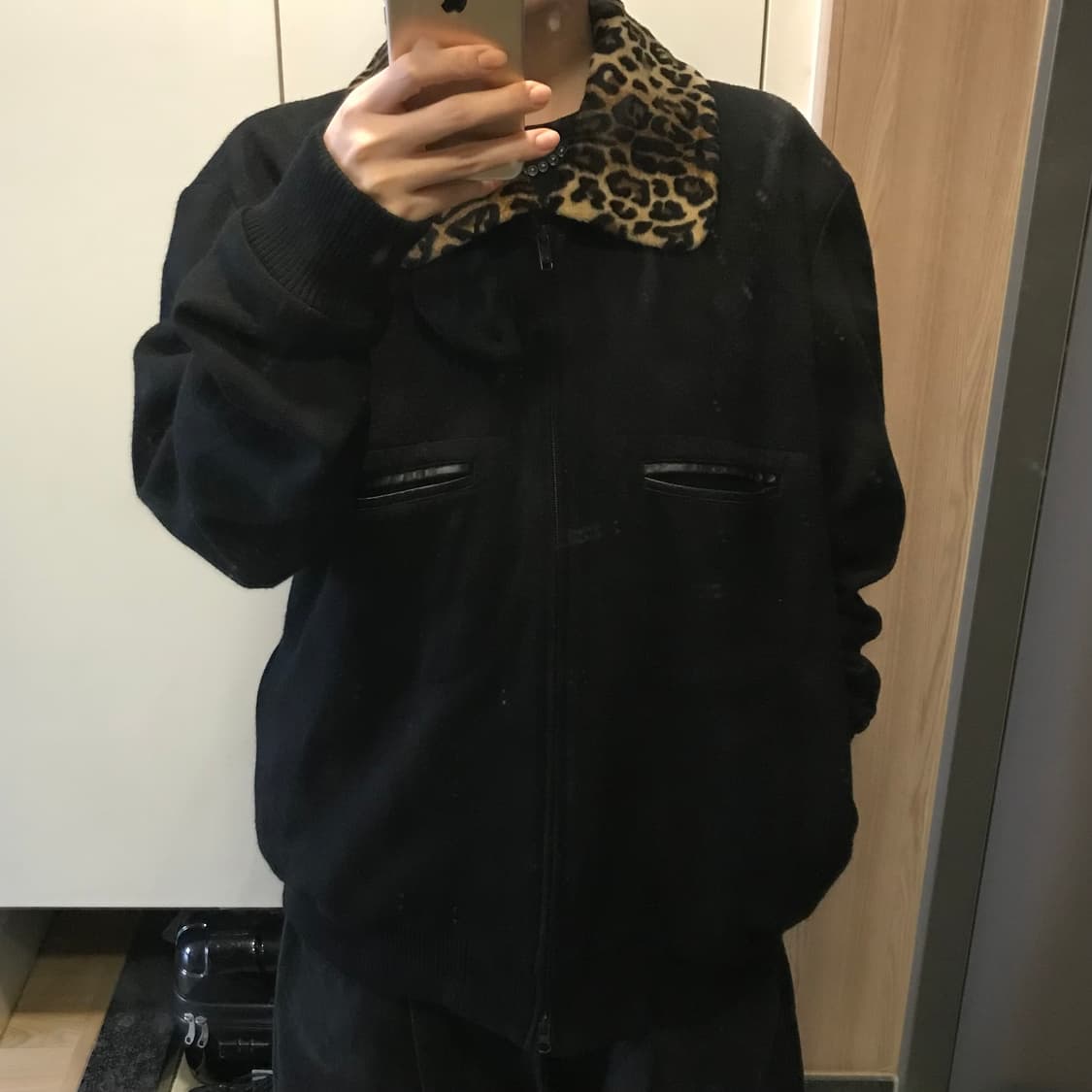 요지야마모토 레오파드 투웨이 바시티 자켓 상품이미지1