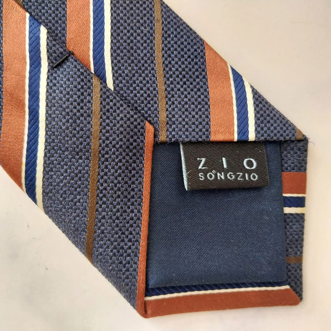 지오송지오 실크 레지멘탈 스트라이프 넥타이 7.4cm A+등급 K2082 상품이미지8