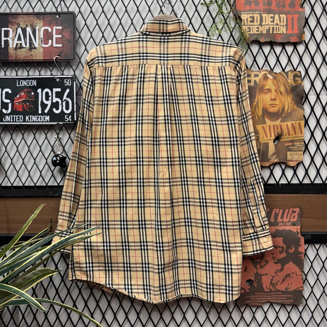 00s 버버리 런던 노바체크 긴팔 셔츠 기사 로고 포인트 베이지 상품이미지2