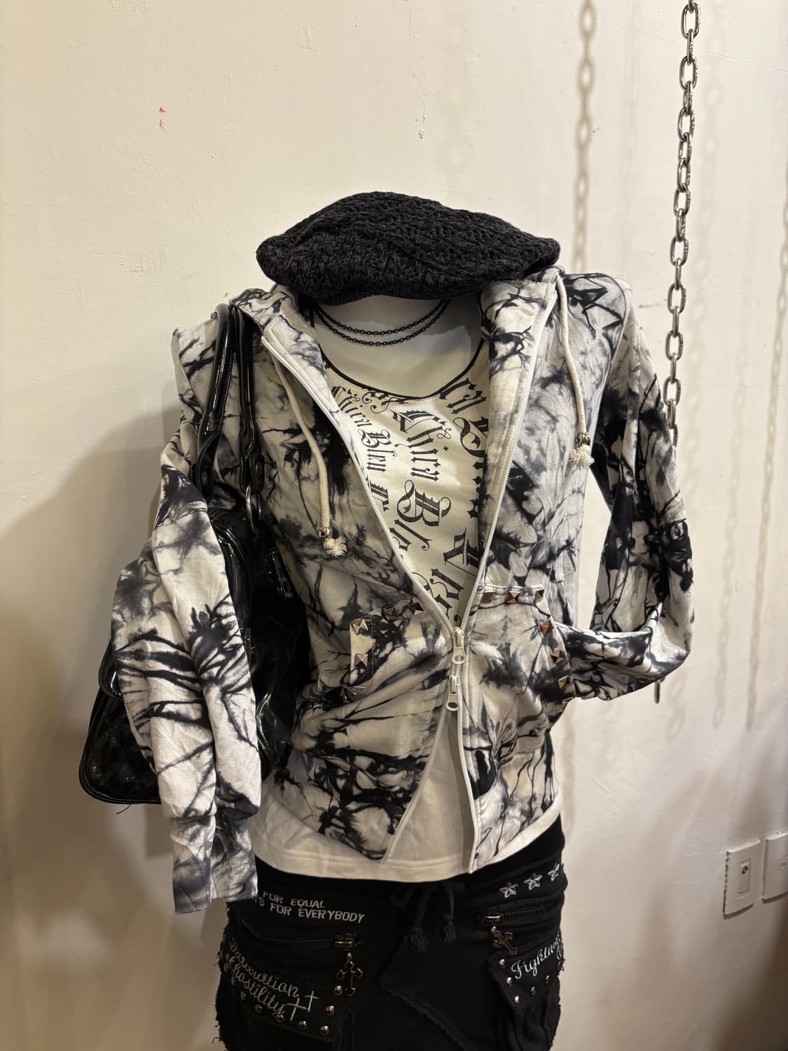 원형 레터링 프린트 화이트 티셔츠 펑크 y2k 상품이미지6