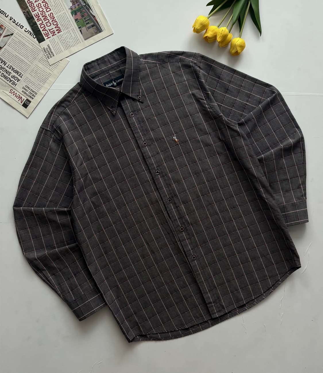 Polo 폴로랄프로렌 그레이 체크 셔츠 상품이미지1