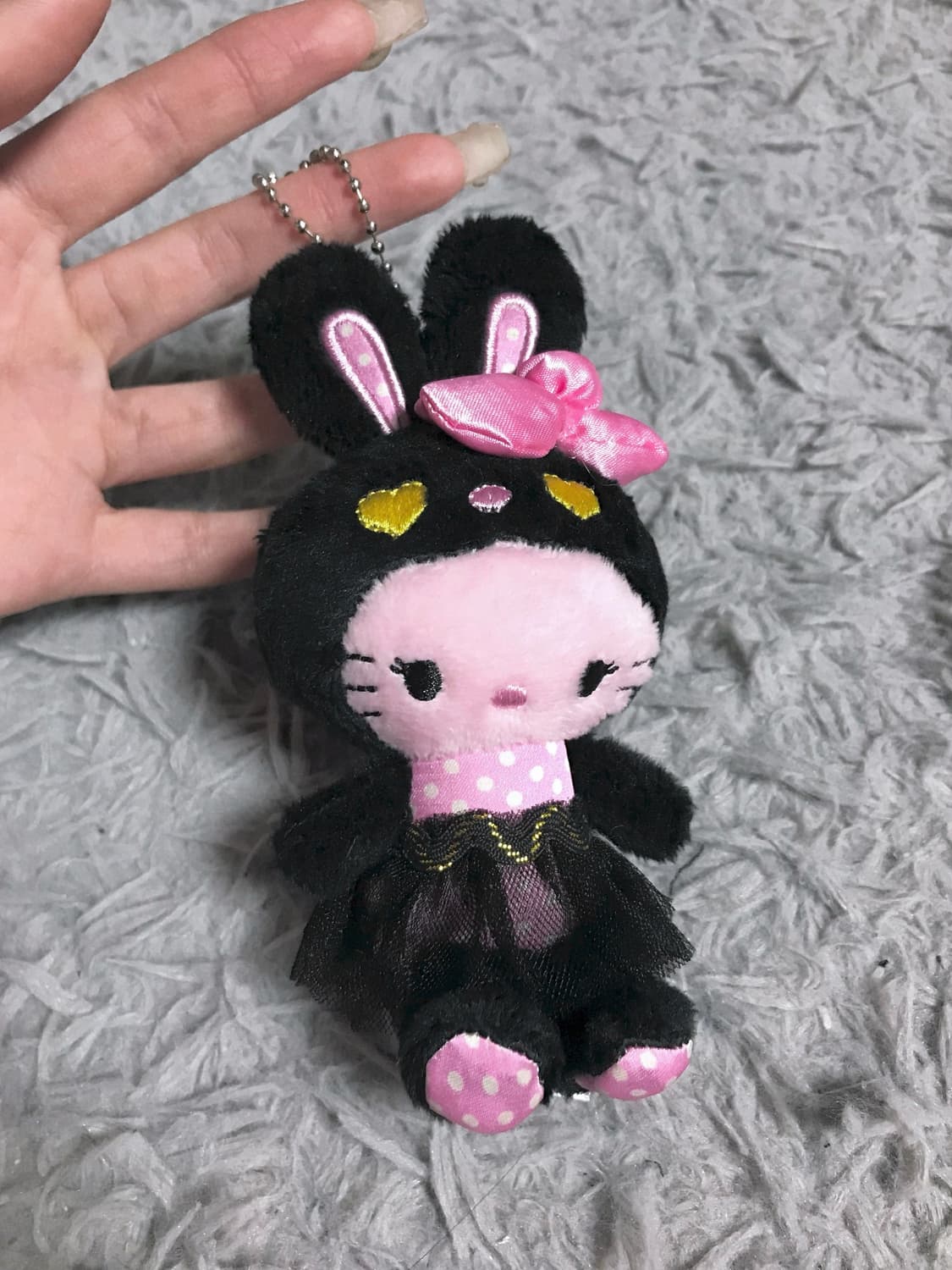 산리오 고전 헬로키티 정품 블랙 우사기 토끼 키링 핑크 인형 양도 상품이미지1
