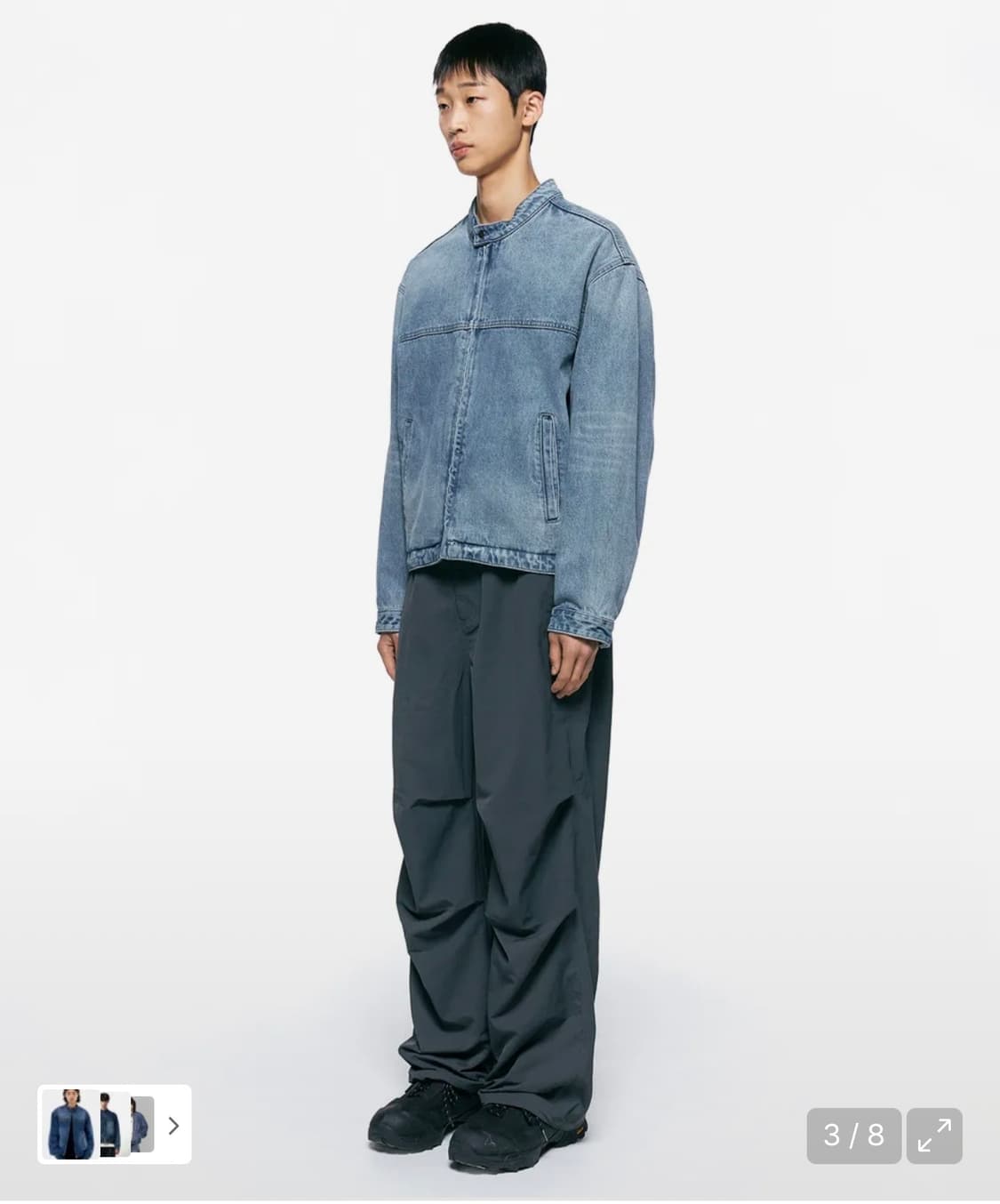인사일런스 브러시드 데님 레이서 자켓 블루 s 상품이미지3