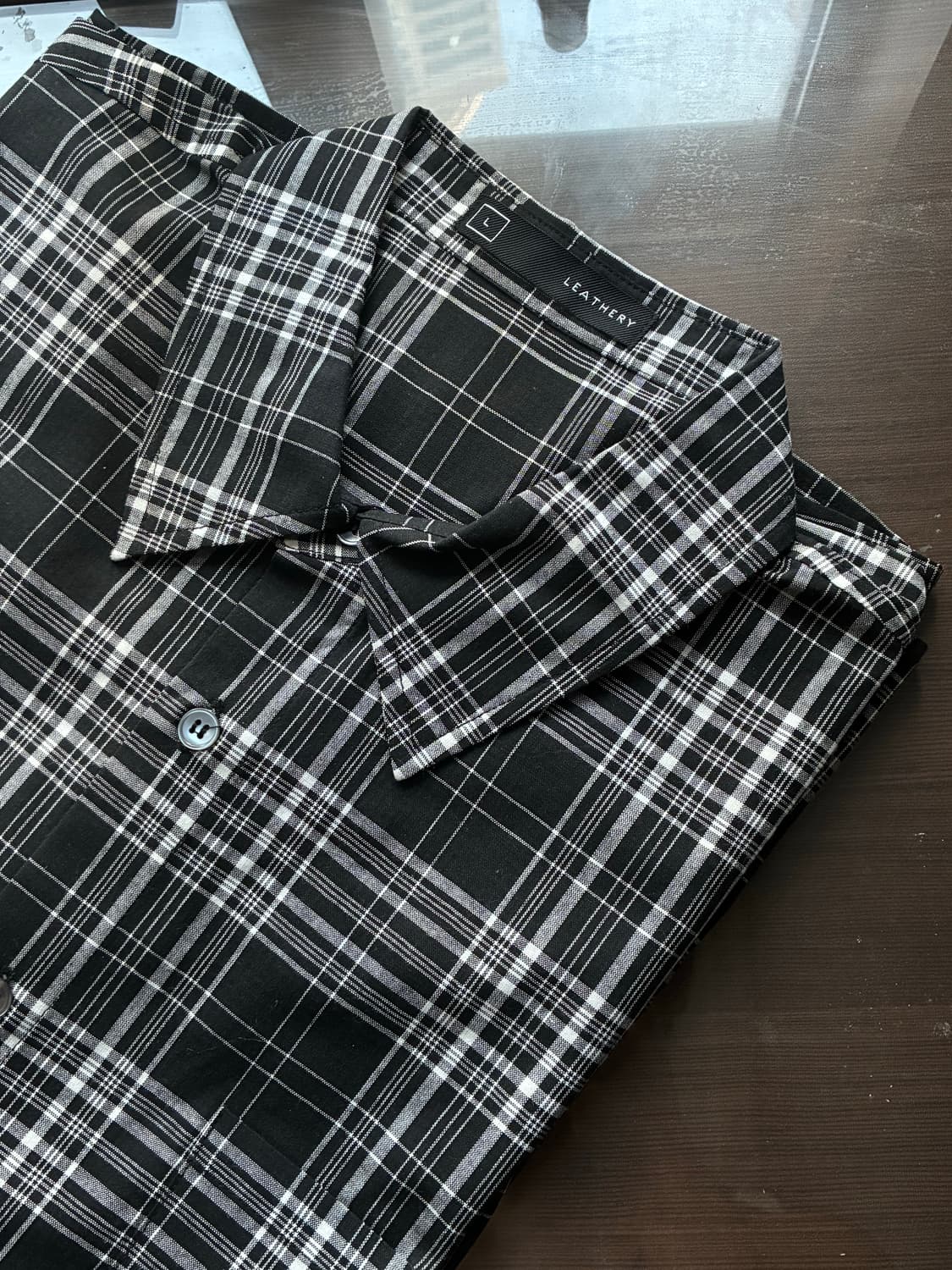 (L) 레더리 마일로 오버핏 체크 셔츠 [BLACK] 판매 상품이미지9