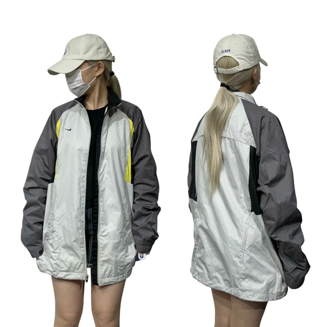 나이키 화이트 그레이 올드스쿨 오버핏 바람막이 트랙 자켓 2XL 상품이미지1