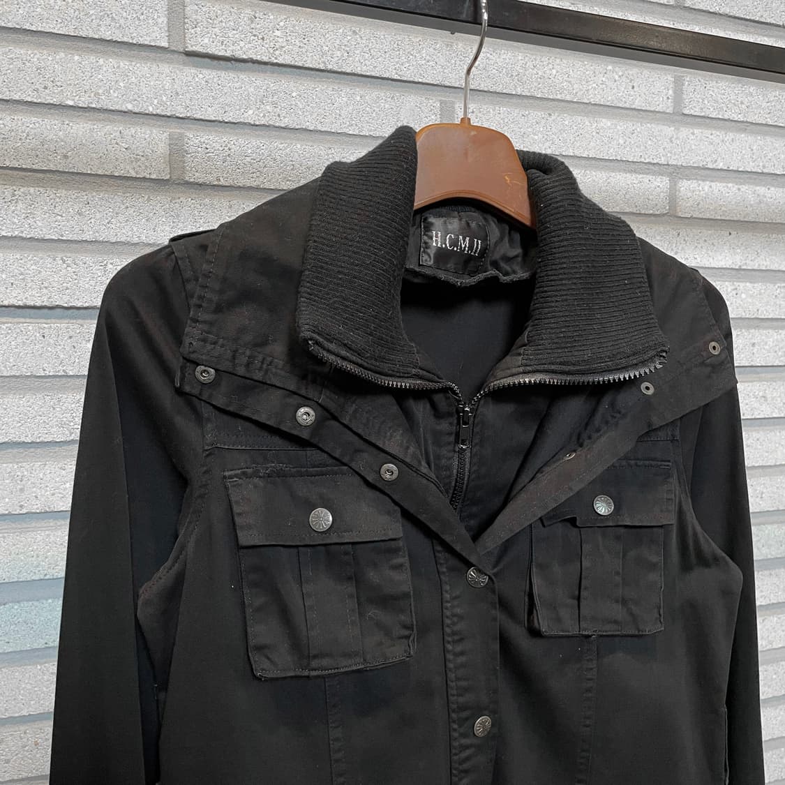 JPN VINTAGE 하프 필드 자켓 이중여밈 하이넥 디테일 블랙 상품이미지4