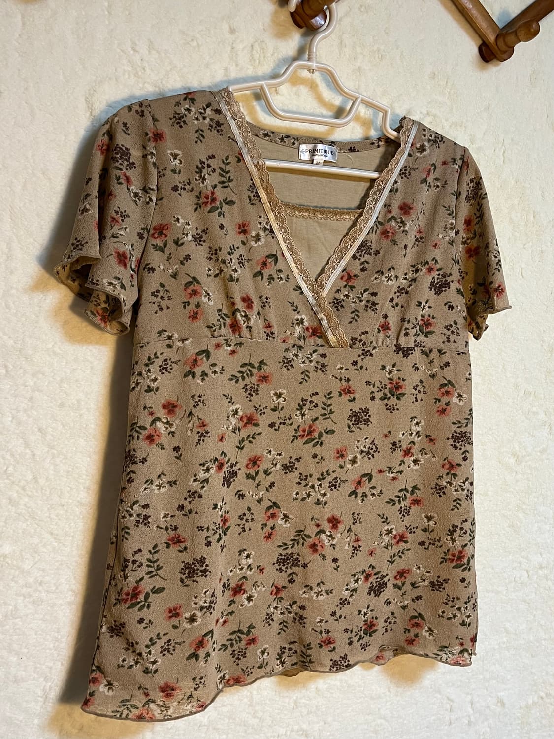 빈티지 플라워 레이어드 레이스 반팔 티셔츠 상품이미지3