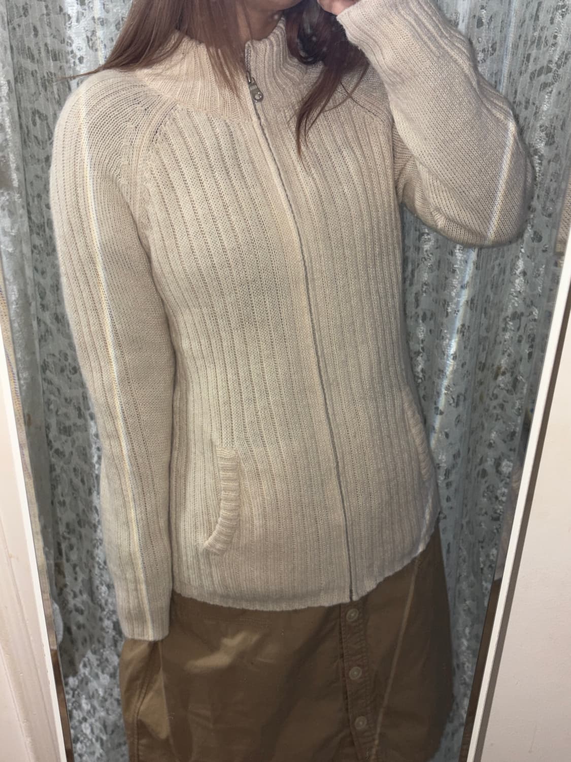 아이보리 니트 집업 상품이미지2