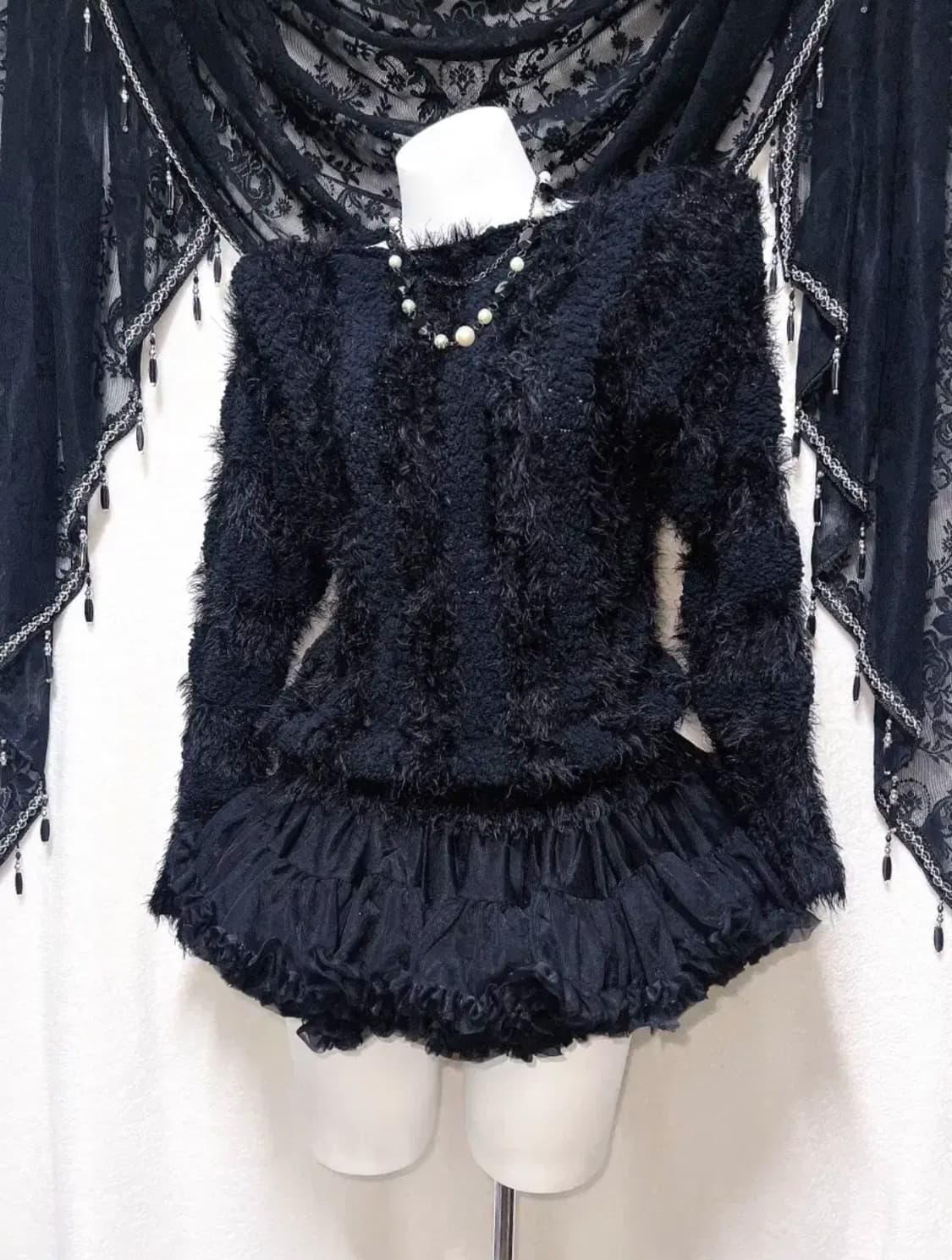 고스 로리 펑크 갸루 블랙 니트 상품이미지3