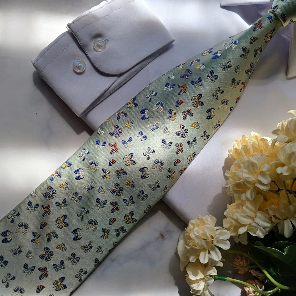 발망 실크 에메랄드 나비 자카드 넥타이 9.5cm B등급 E914
 상품이미지4