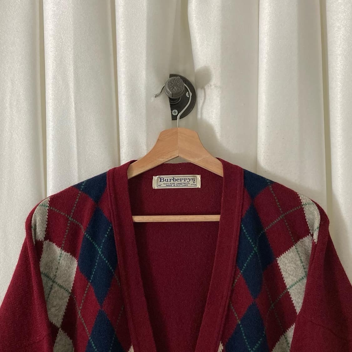 바버리 버건디 아가일 가디건 상품이미지2
