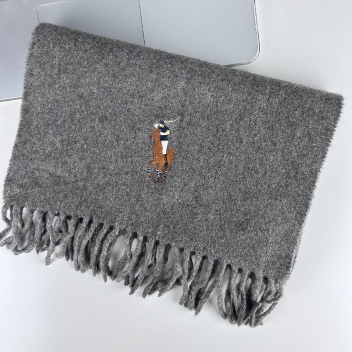 6913 - 폴로 랄프로렌 빅로고 그레이 머플러 상품이미지1