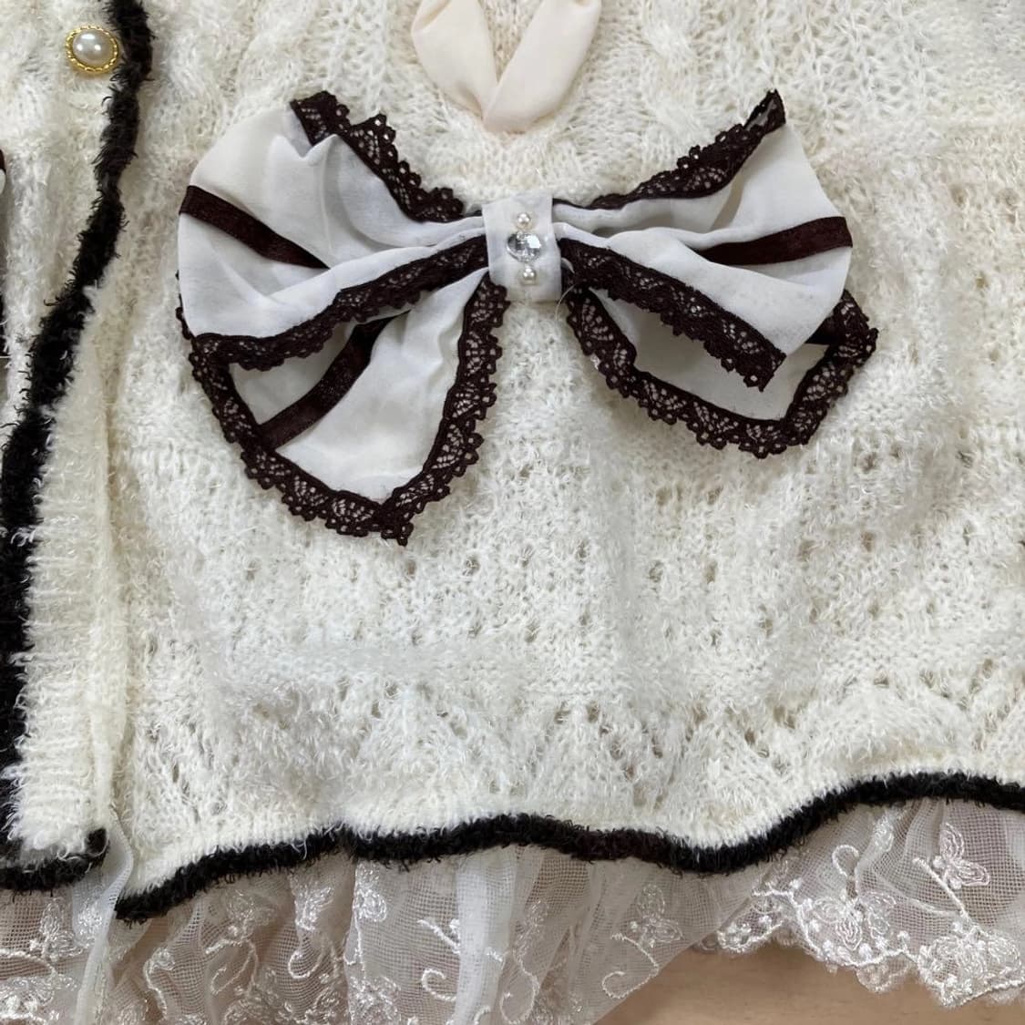 엑시즈팜 히메갸루 리본 니트 가디건 상품이미지3