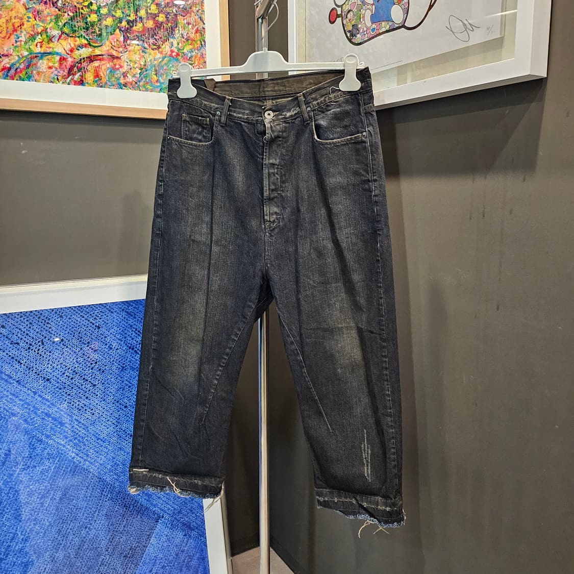 릭오웬스 스트랩 더티워싱 아카이브 데님 팬츠 상품이미지1