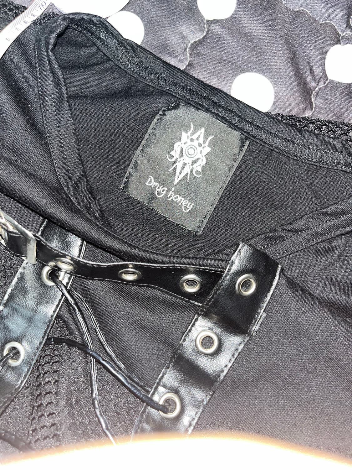 Drug honey 드러그허니 블랙 고스 펑크 고스로리 롱 슬리브 탑 상품이미지3