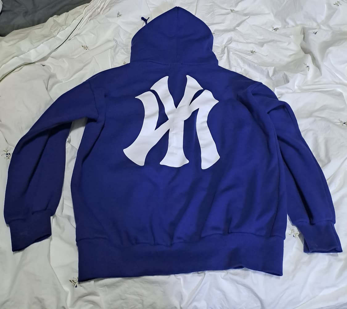 뉴욕양키스 기모후드집업 블루 (💙겨울쿨톤, 오버핏) 상품이미지1