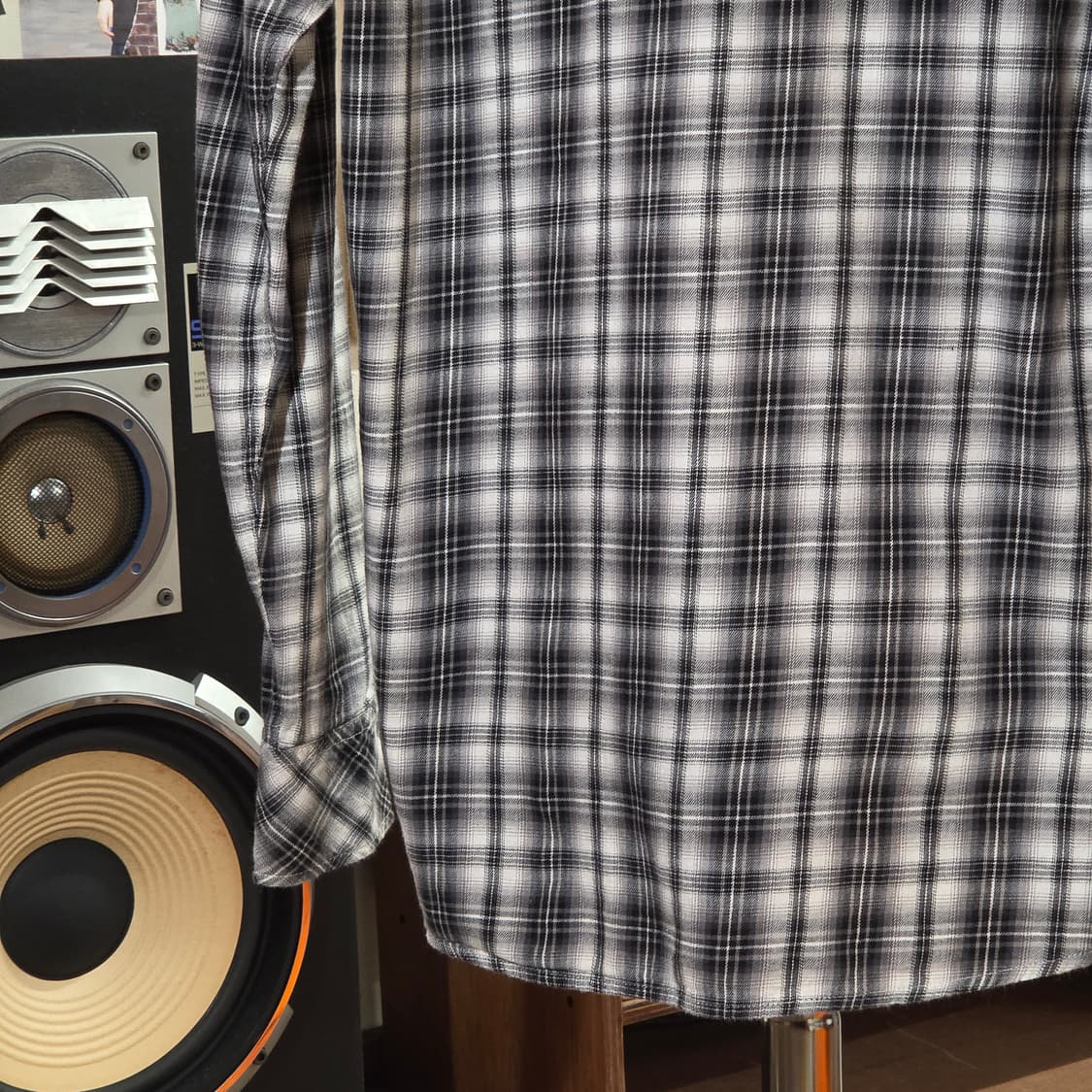 JPN 레터링 자수 후드 체크 셔츠 상품이미지7