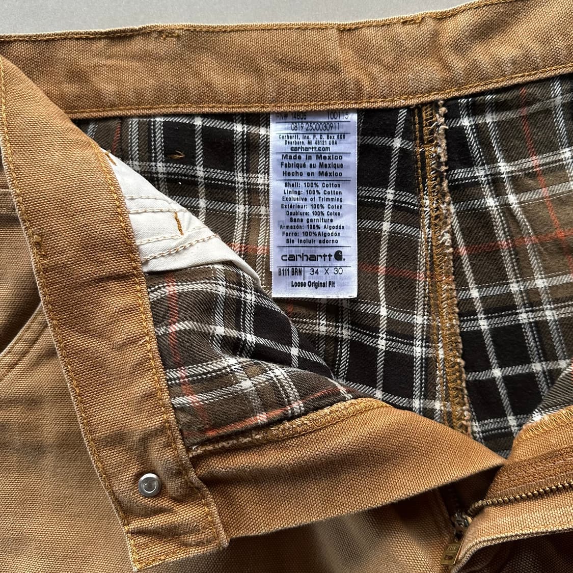 [33인치]칼하트 캔버스 플란넬 라이닝 루즈핏 카펜터 팬츠 상품이미지5