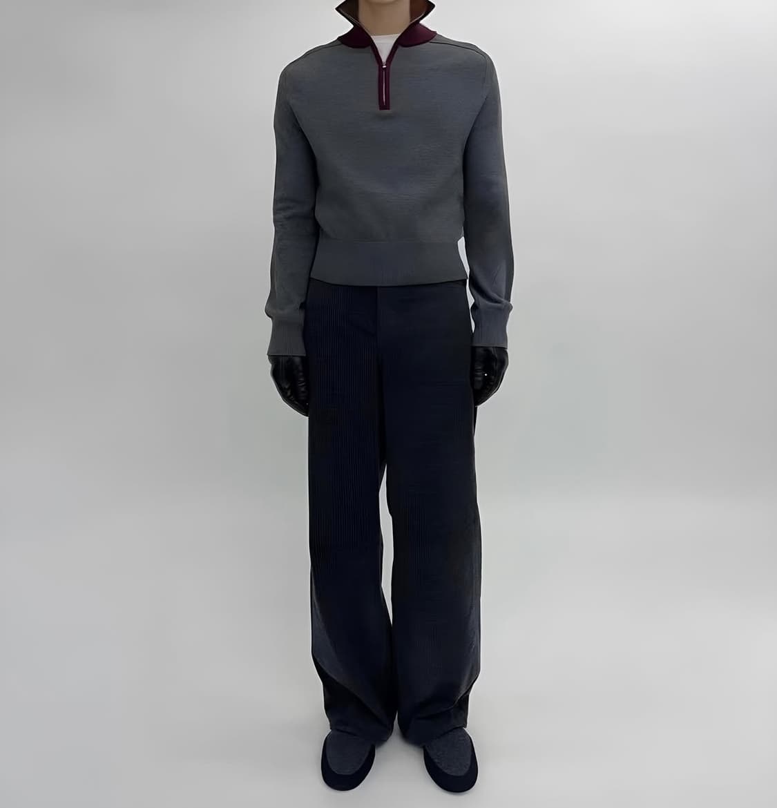 M) vuja de 부자데 하프 집업 니트 그레이 상품이미지7