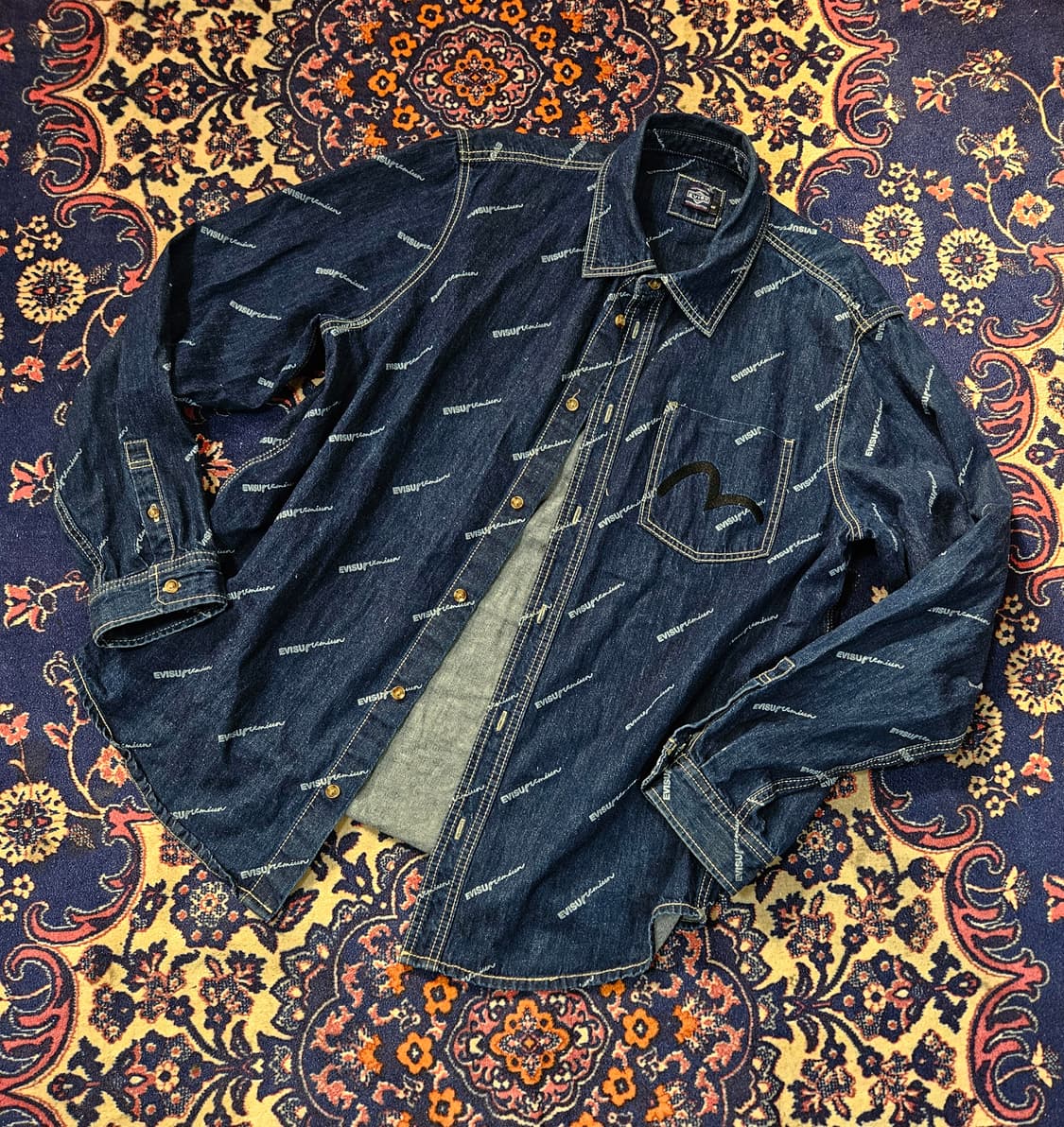 에비수(EVISU) 모노그램 데님셔츠 105size 상품이미지1