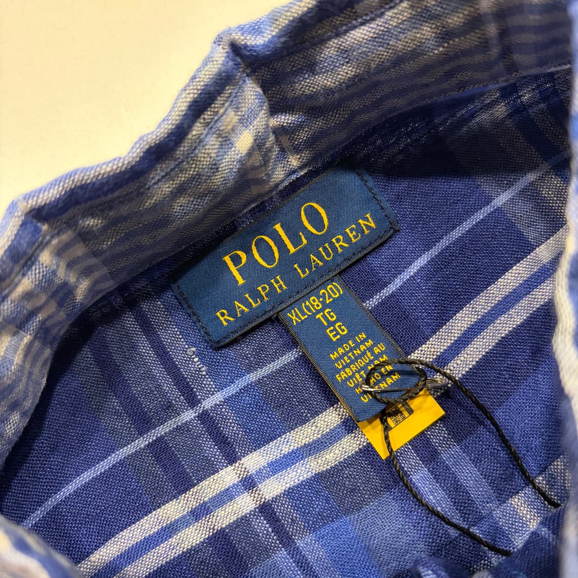 [XL] 폴로 랄프로렌 린넨 신형큐알 블루 체크 반팔 셔츠 C760 상품이미지4