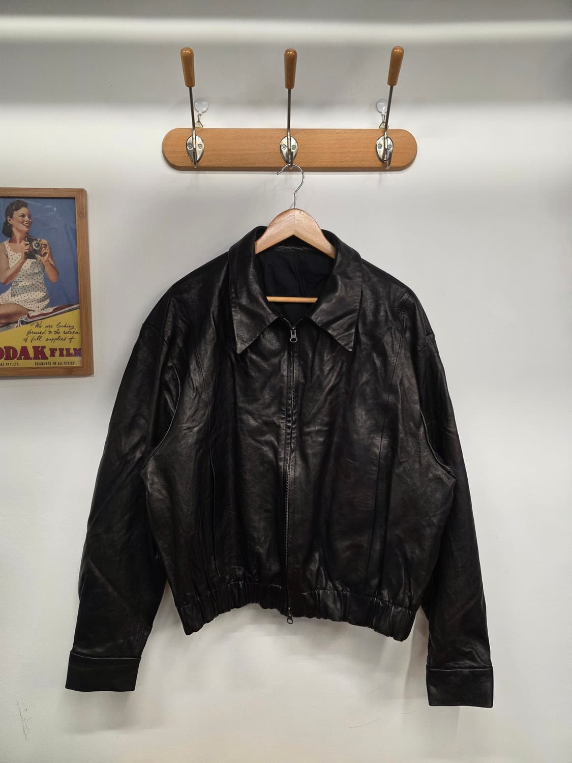 [L]쿠어 COOR 램스킨 크리즈 블루종 블랙 상품이미지1