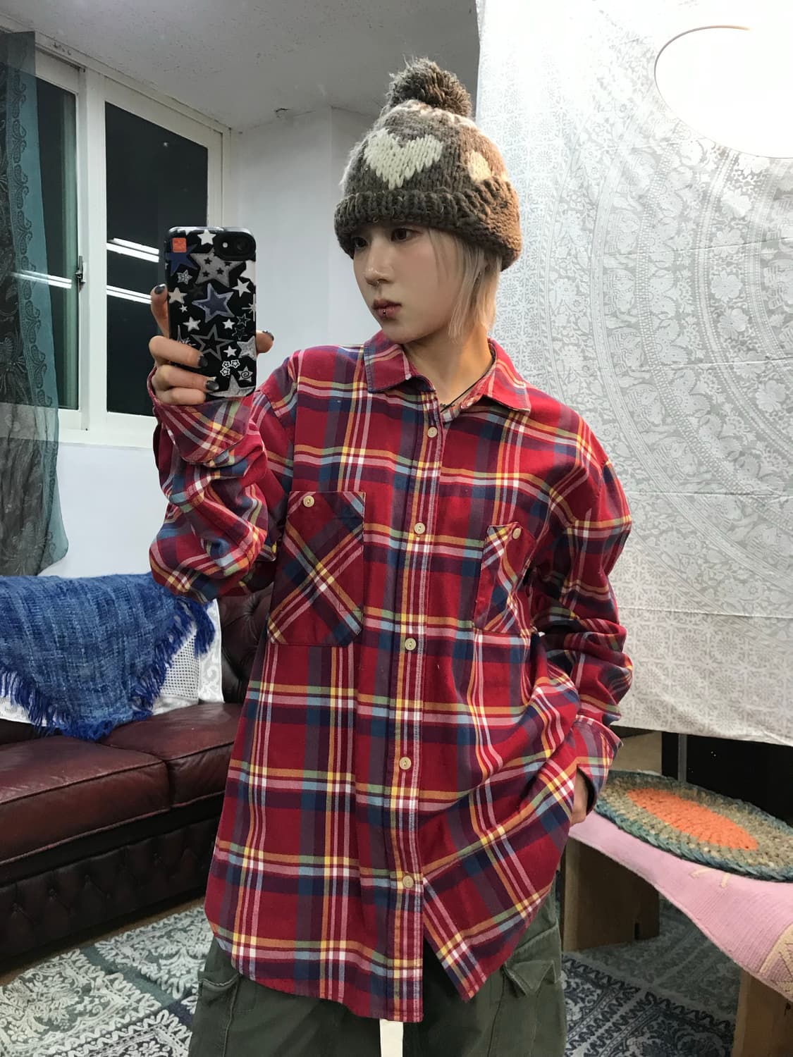 후부 투포켓 체크 셔츠  상품이미지1