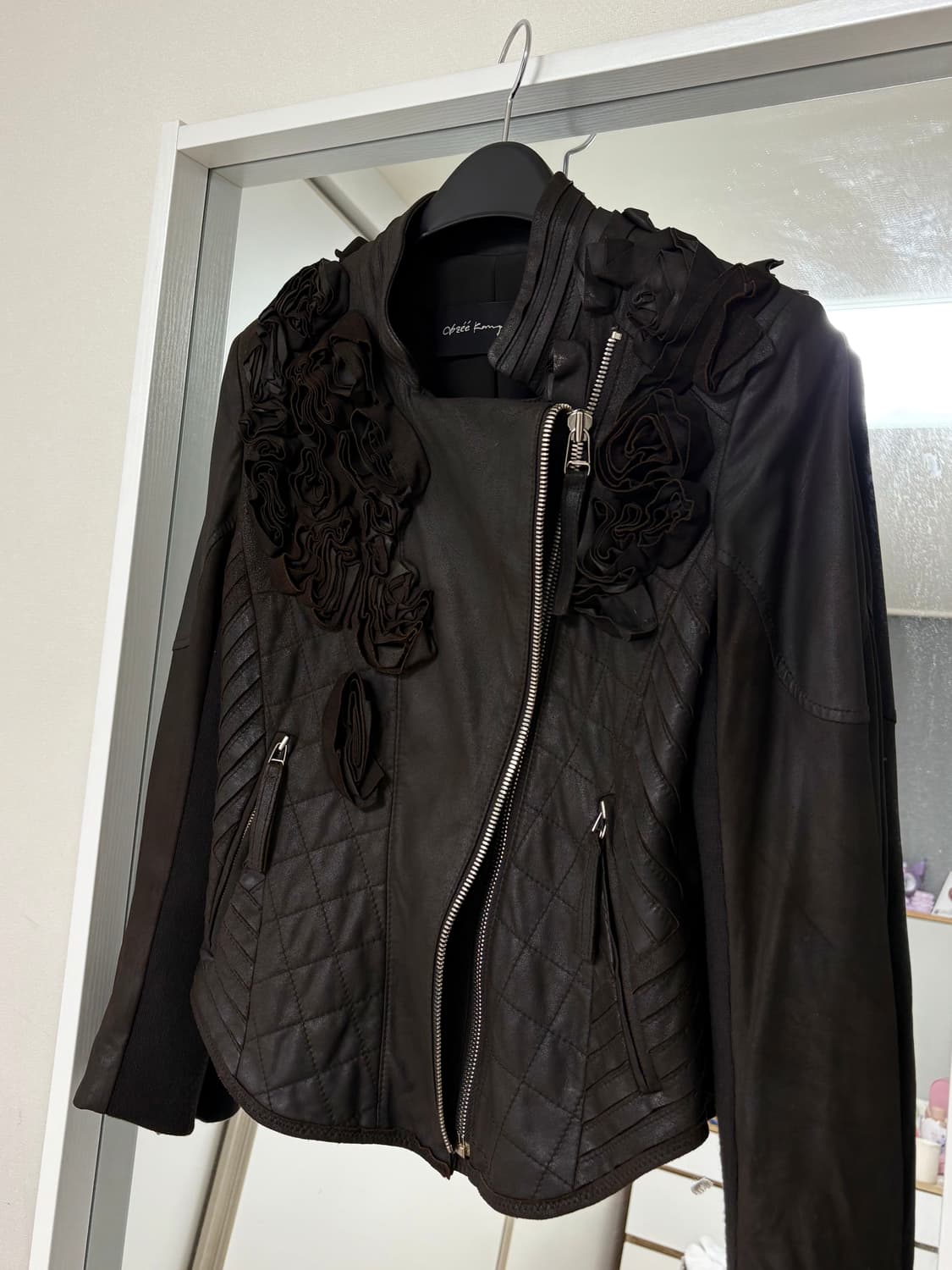 빈티지 다크브라운 로즈 레더 자켓 상품이미지2