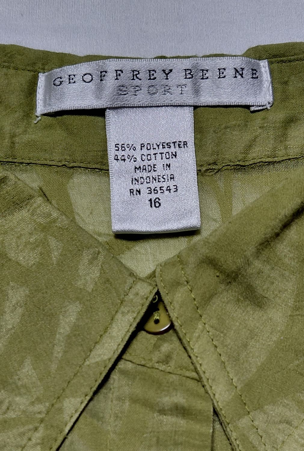 Geoffrey Beene 올리브 리프 자카드 시어 셔츠(Size 16) 상품이미지4