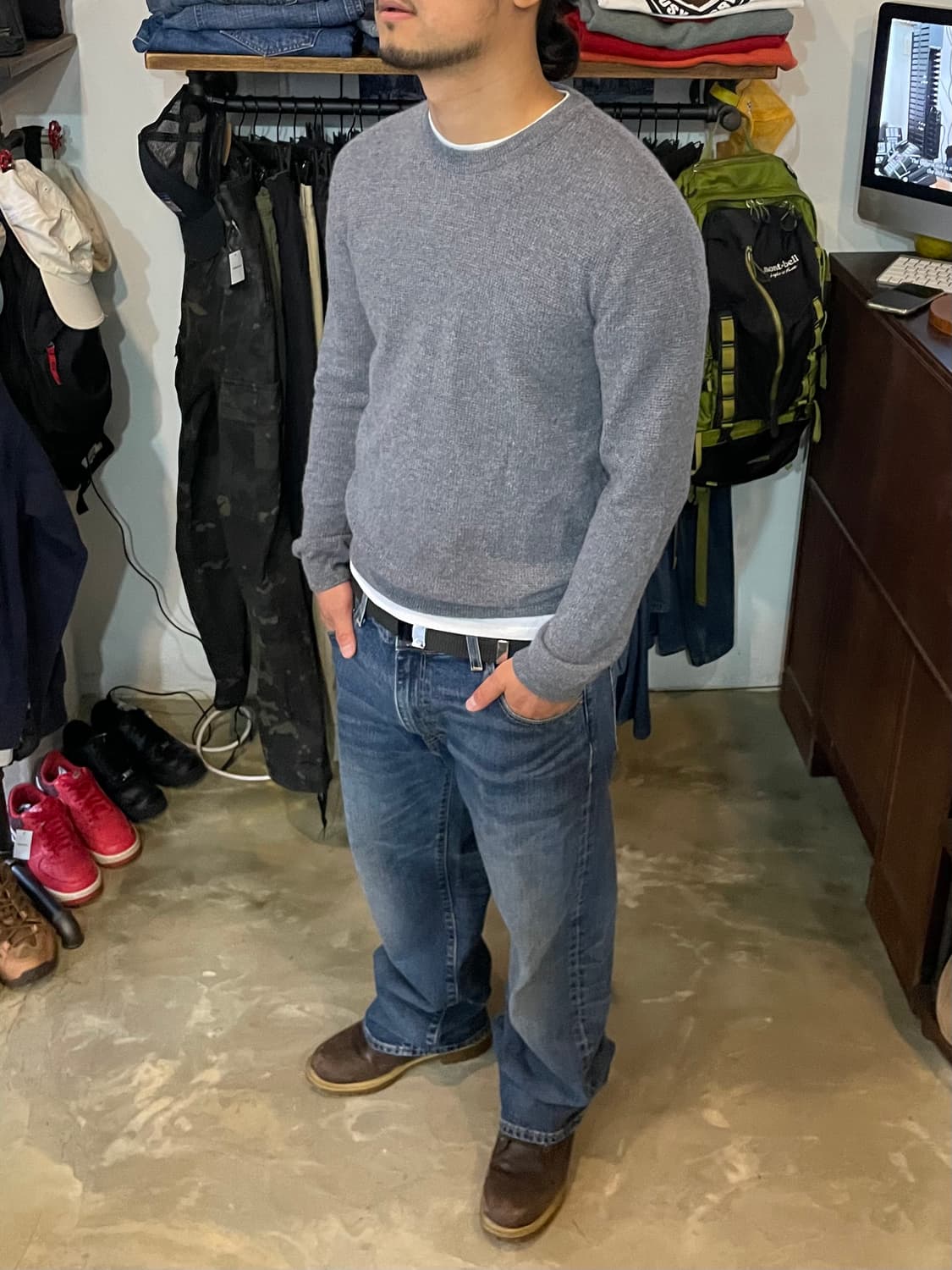 솔리드 옴므 그레이 니트 100 상품이미지4