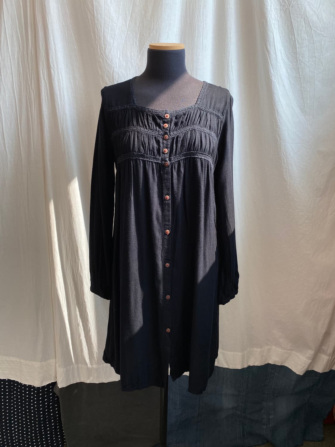 네이비 스퀘어넥 롱블라우스(M) 상품이미지1